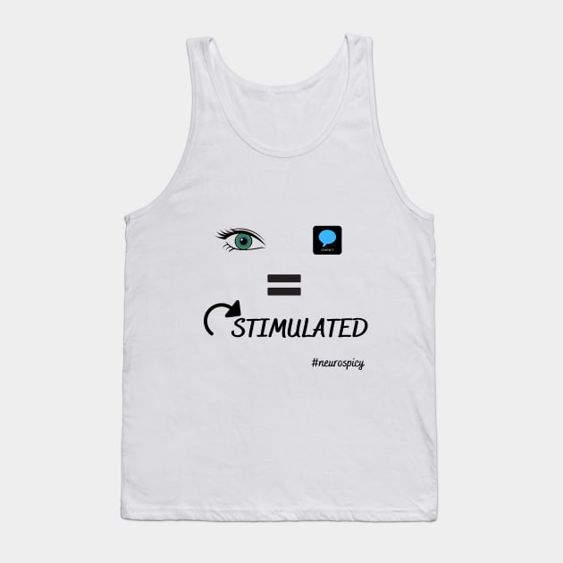 Eye Contact Equals  Overstimulated - Emoji (blk ink) Tank Top by NeuroSpicyGothMom